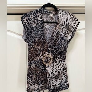 SIRENS | Vintage 00s Y2K Leopard Animal Print Blouse